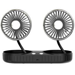 Ventilateur de voiture USB à batterie au lithium intégrée à tuyau double F304, couleur: noir argent