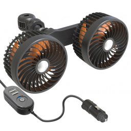 F6207 Ventilateur à double tête USB à fermeture éclair pour siège arrière de voiture, modèle : allume-cigare avec USB