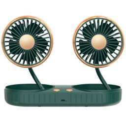 Ventilateur de voiture USB à batterie au lithium intégrée à tuyau double F304, couleur: or vert