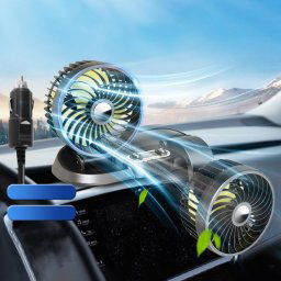 F622 Ventilateur de refroidissement électrique à double tête rotative et pliable pour voiture, style : allume-cigare 12 V