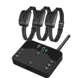Clôture électrique 2 en 1 pour chien de 500 m et collier de dressage à distance Vibration et choc réglables pour 3 chiens (noir)