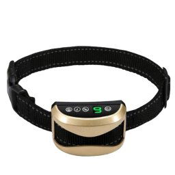 Collier anti-aboiement pour chien étanche rechargeable par USB avec vibration et bip (or)