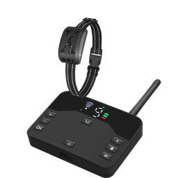 Clôture électrique 2 en 1 pour chien de 500 m et collier de dressage à distance Vibration et choc réglables pour 1 chien (noir)