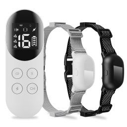 Collier de choc étanche intelligent pour dispositif de dressage de chien télécommandé pour animaux de compagnie, taille: pour deux chiens (blanc)
