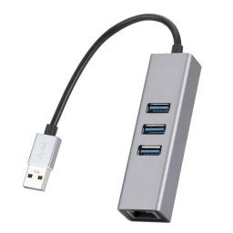 SL-030 Adaptateur convertisseur USB vers Gigabit Ethernet RJ45 et 3 x USB 3.0 HUB (Gris)