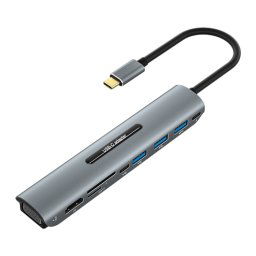V216 9 en 1 USB-C / TYPE-C à PD + 3 x USB 3.0 + USB-C / TYPE-C + SD + TF + HDMI + HUB Adaptateur de moyeu VGA