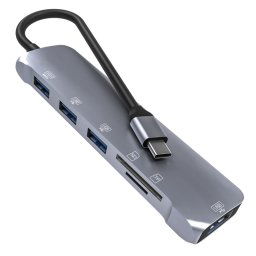 NK-3043H 6 en 1 USB-C / Type-C à la fente de la carte TF / SD + USB 3.0 + 3 USB 2.0 Adaptateur femelle
