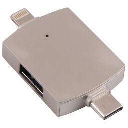 4 sur 1 8 broches + USB-C / Type-C Mâle à USB 3.0 + USB Female Lecteur de carte OTG OTG