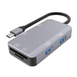 NK-3049H 6 en 1 USB-C / Type-C à la fente de la carte TF / SD + USB 3.0 + 3 USB 2.0 Adaptateur femelle (gris espace)