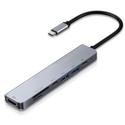 7 en 1 Type-C à HDMI + SD / TF + 2 x Type-C + 2 x Adaptateur séparateur multifonctions multi-fonctions USB3.0