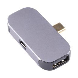 3 en 1 USB-C / TYPE-C Homme à chargement USB-C / Type-C + Adaptateur femelle USB + mini DP