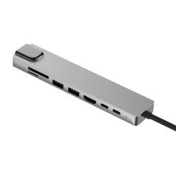 Alliage d'aluminium 8 en 1 Multi HD USB USB 3.0 USB-C HUM ADAPTATEUR DE CHARGEMENT SD PD et TF RJ45 Lecteur de carte RJ45 pour MacBook Pro Air