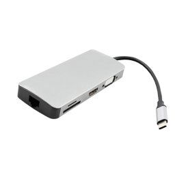WS-06 9 en 1 Type-C à RJ45 + VGA + PD + HDMI + SD + TF + AUDIO 3.5MM + 2 x Adaptateur hub USB3.0