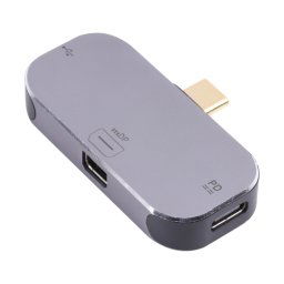 3 en 1 Homme USB-C / Type-C à Dual USB-C / Type-C + Mini DP Female Adaptateur