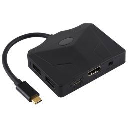 V178B USB-C / Type-C vers USB 3.0 x 3 + USB-C / Type-C + HDMI + Port Audio + Lecteur de carte SD / TF Adaptateur HUB multifonction