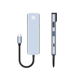 JUNSUNMAY 6 en 1 Type-C vers 4K HDMI/Ethernet Adaptateur de station d'accueil PD Hub de charge rapide Lecteur de carte SD/TF