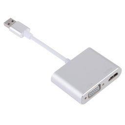 Adaptateur 2 en 1 USB 3.0 vers HDMI + VGA (Argent)
