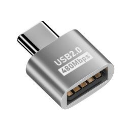 Adaptateur USB 2.0 femelle vers type-C mâle (argent)