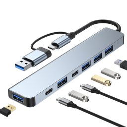 Adaptateur 7 en 1 USB 3.0 et Type-C / USB-C vers USB 3.0 USB 2.0 HUB