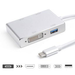 4 en 1 USB 3.1 USB C Type C vers HDMI VGA DVI USB 3.0 Câble adaptateur pour ordinateur portable Apple Macbook Google Chromebook Pixel