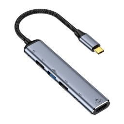 Y004 6 en 1 USB-C/Type-C vers HDMI + USB 3.1 + Double USB 2.0 + Double USB-C/Type-C Interface Adaptateur Multifonctionnel
