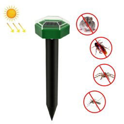 République de taupe ultrasonique solaire hexagonale extérieure insérée dans le répulsif d'animaux en plein air (vert)