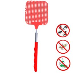 Tapette à mouches en plastique rétractable créative Fournitures d'été Tapette à moustiques (rouge)