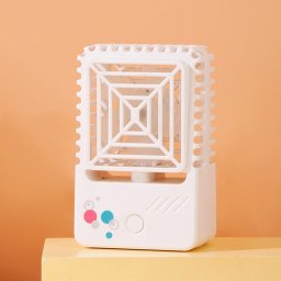 820 Mini ventilateur de charge USB de bureau Portable dortoir carré petit ventilateur (blanc lait)