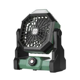 Grand ventilateur d'éclairage de camping portable à vitesse infiniment variable pour l'extérieur (noir vert)