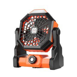 Grand ventilateur d'éclairage de camping portable à vitesse infiniment variable pour l'extérieur (noir orange)