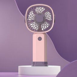 Mini ventilateur multifonctionnel portatif portatif avec fonction de support de téléphone, couleur: rose violet avec batterie