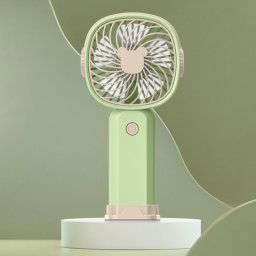 Mini ventilateur multifonctionnel portatif portatif avec fonction de support de téléphone, couleur: jaune vert avec batterie