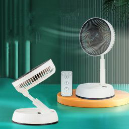 Le ventilateur télescopique pliable portable de 8 pouces peut secouer la tête avec minuterie et télécommande (blanc 6000 mAh)