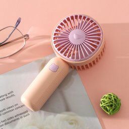 Petit ventilateur électrique de bureau portable à chargement USB (rose)
