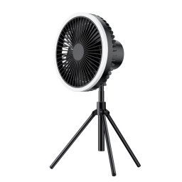 DQ216 10000mAh Extérieur Portable Tête Pivotante Levable Camping Ventilateur Tente Suspendue Vertical Coloré Lumière avec Télécommande (Noir)
