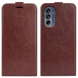 Pour Motorola Moto G62 5G R64 Texture Vertical Flip Leather Phone Case (marron)