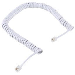 Câble de cordon de câble de bobine d'extension téléphonique à ressort RJ11 mâle à 4 noyaux, longueur extensible: 2 m (blanc)