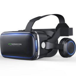 VR SHINECON G04E lunettes vidéo 3D de réalité virtuelle adaptées aux smartphones 3,5 pouces - 6,0 pouces avec casque HiFi (noir)