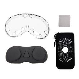 Pour Apple Vision Pro Kit 4 en 1 Couvercle d'objectif Accessoires de boîtier de protection de batterie, Spécification: Style B Noir