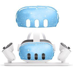 Pour Meta Quest 3 PC Coque de protection, style : coque unique (bleu transparent pailleté)