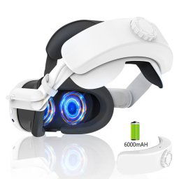 Pour Meta Quest 3, bandeau rechargeable, serre-tête réglable, batterie intégrée de 6000 mAh (blanc)