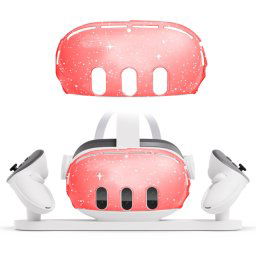 Pour Meta Quest 3 PC Coque de protection, style : coque unique (rouge transparent pailleté)
