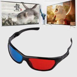 2 PCS universels 3D lunettes en plastique cadre noir 3D Visoin verre pour jeu de film anaglyphe dimensionnel DVD vidéo