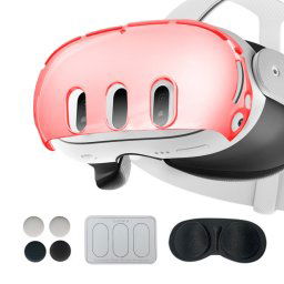 Pour Meta Quest 3 PC Coque de protection, style : 7 en 1 (rouge transparent ordinaire)