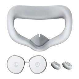 Masque pour les yeux en silicone VR + housse de protection pour objectif + chapeau de joystick, pour Oculus Quest 2 (gris)