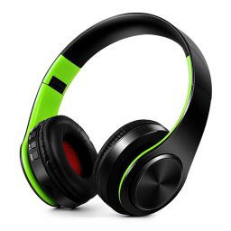 Lecteur stéréo pliable Bluetooth Headset Bluetooth MP3, Support 32 Go de carte TF et 3,5mm Aux (vert noir)