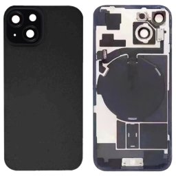 For iPhone 15 Glass Battery Back Cover with Flash Bracket + Wireless Charging Module(Black)