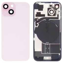For iPhone 15 Glass Battery Back Cover with Flash Bracket + Wireless Charging Module(Pink)