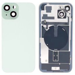 For iPhone 15 Plus Glass Battery Back Cover with Flash Bracket + Wireless Charging Module(Green)