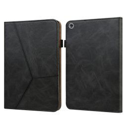 Pour Huawei MediaPad M5 Lite 10.1 Étui en cuir rayé en relief de couleur solide (noir)